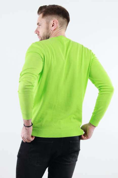 Pulover barbati cu guler rotund verde neon [2]