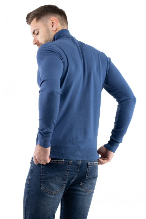 Maleta barbati albastru denim cu guler inalt [2]