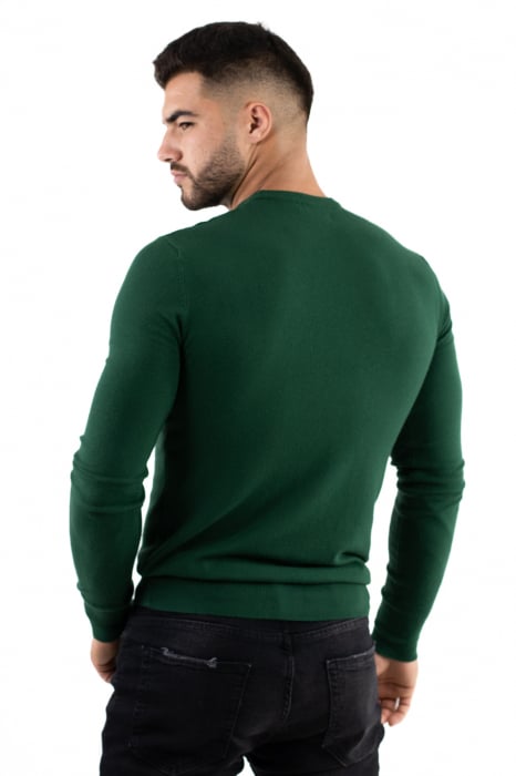 Pulover barbati verde cu guler rotund [4]