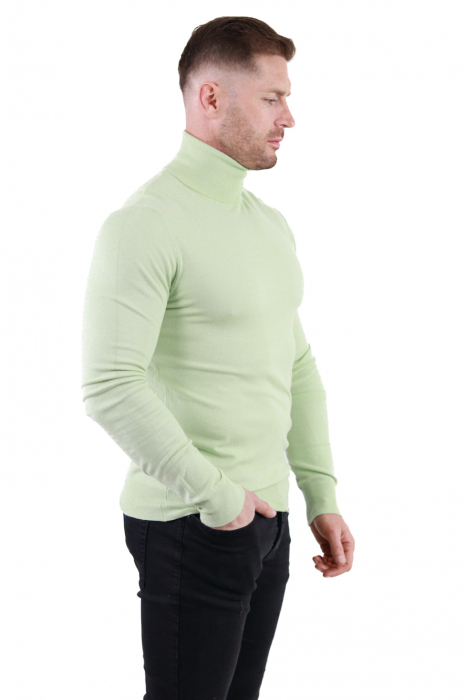 Maleta barbati verde pastel cu guler inalt [5]