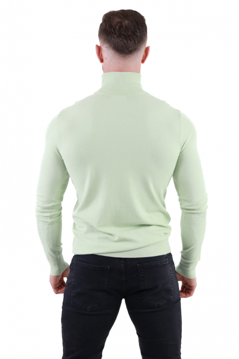 Maleta barbati verde pastel cu guler inalt [4]