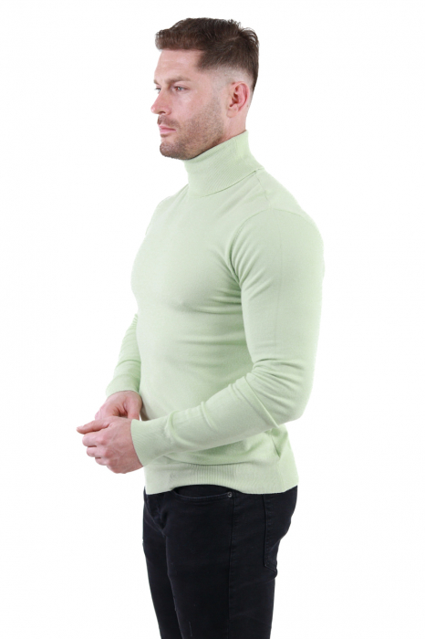 Maleta barbati verde pastel cu guler inalt [2]