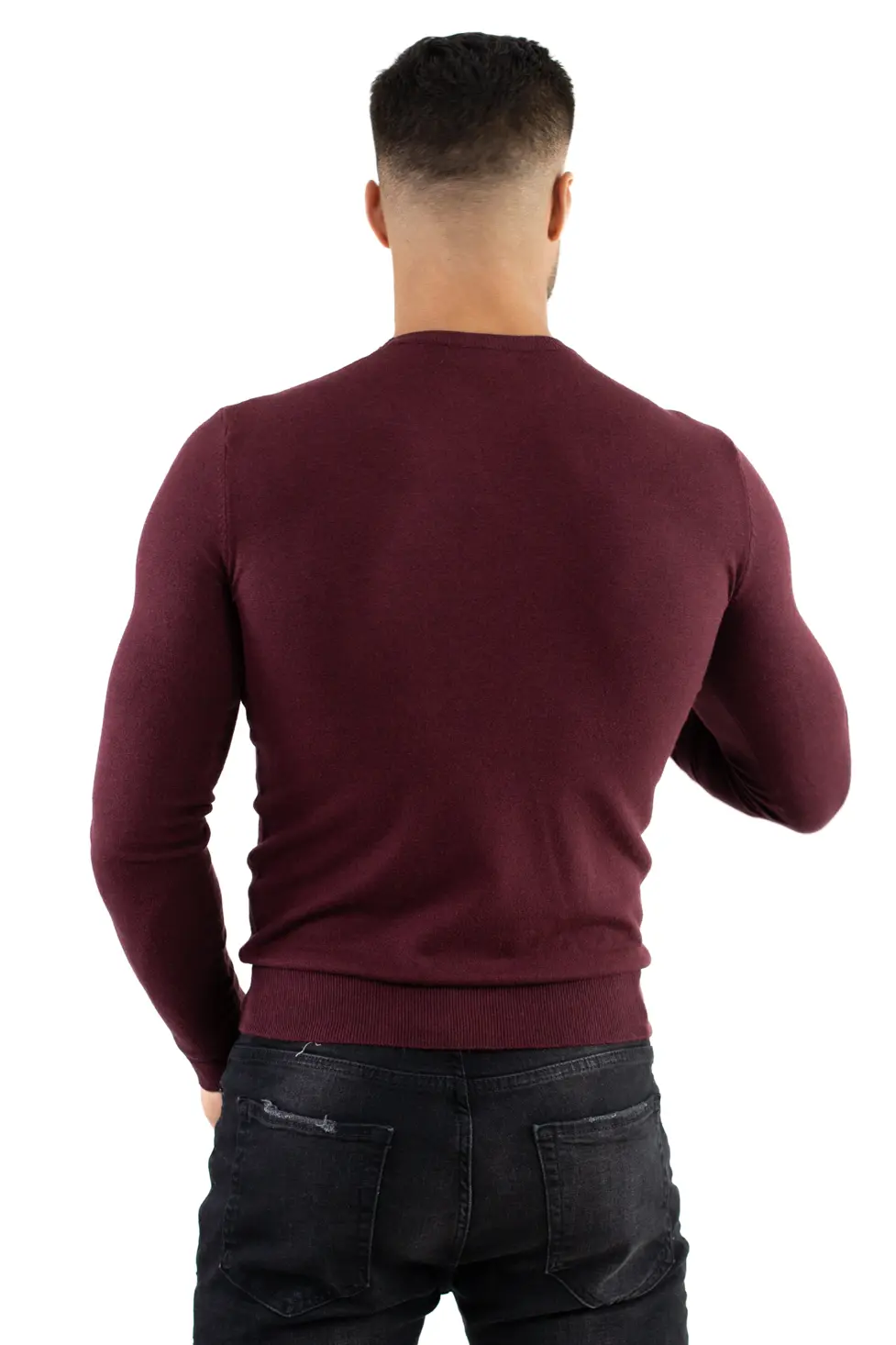 Pulover bordo barbati cu guler rotund [2]
