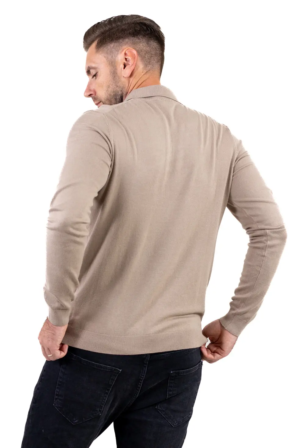 Pulover elegant tip polo pentru bărbați – bej [9]