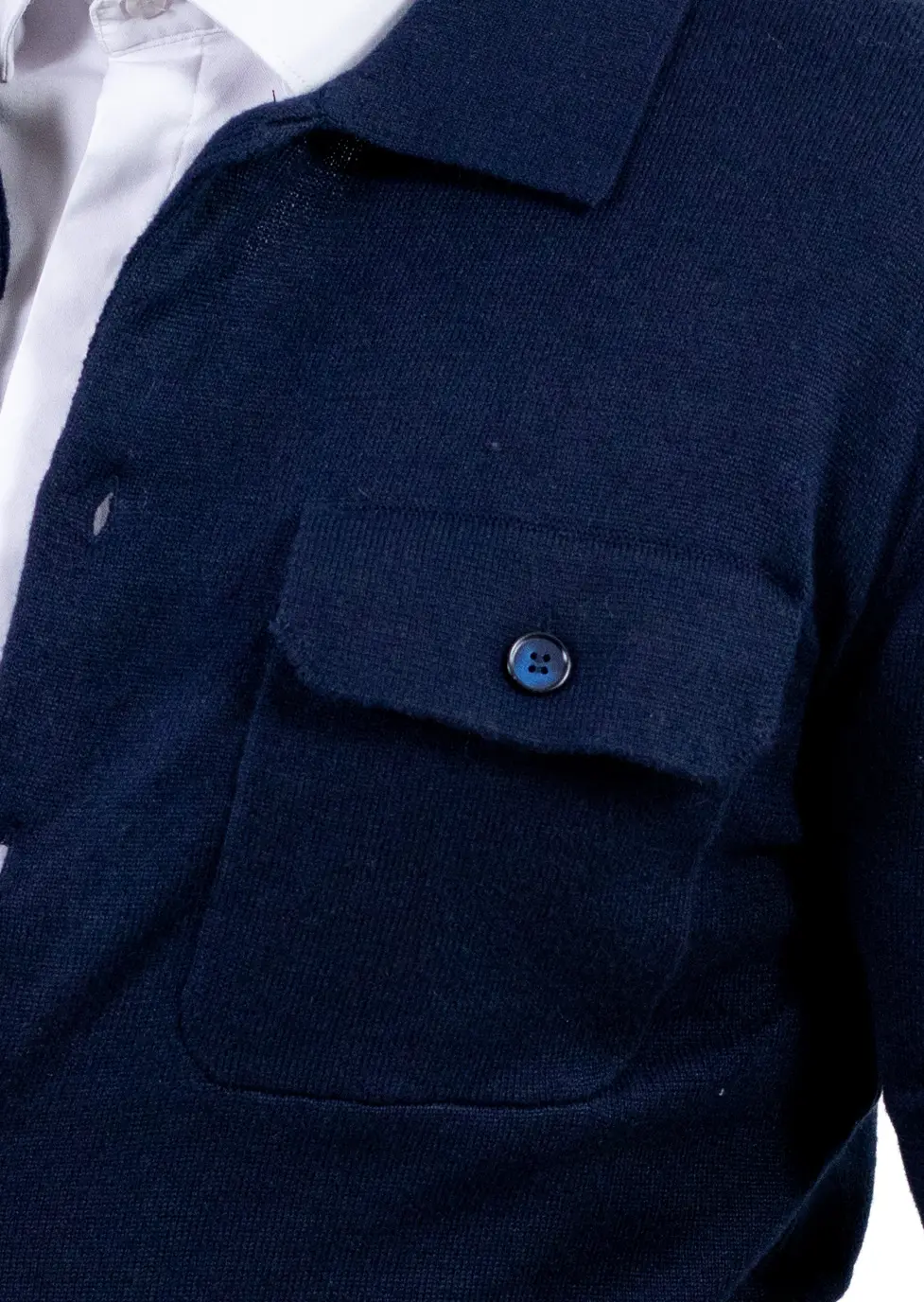 Cardigan bleumarin pentru bărbați din vâscoză, lână și poliamidă [2]
