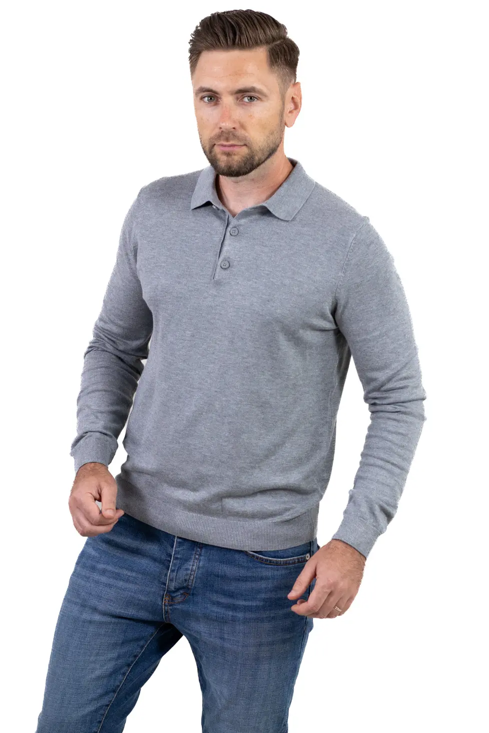 Pulover elegant tip polo pentru bărbați – gri [9]