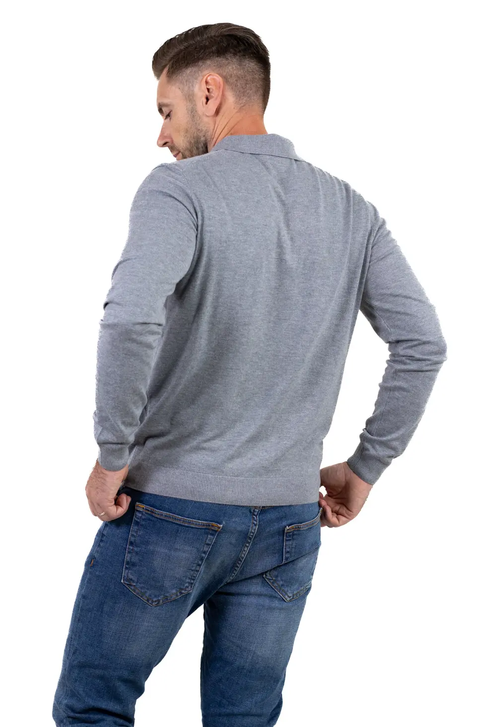 Pulover elegant tip polo pentru bărbați – gri [7]
