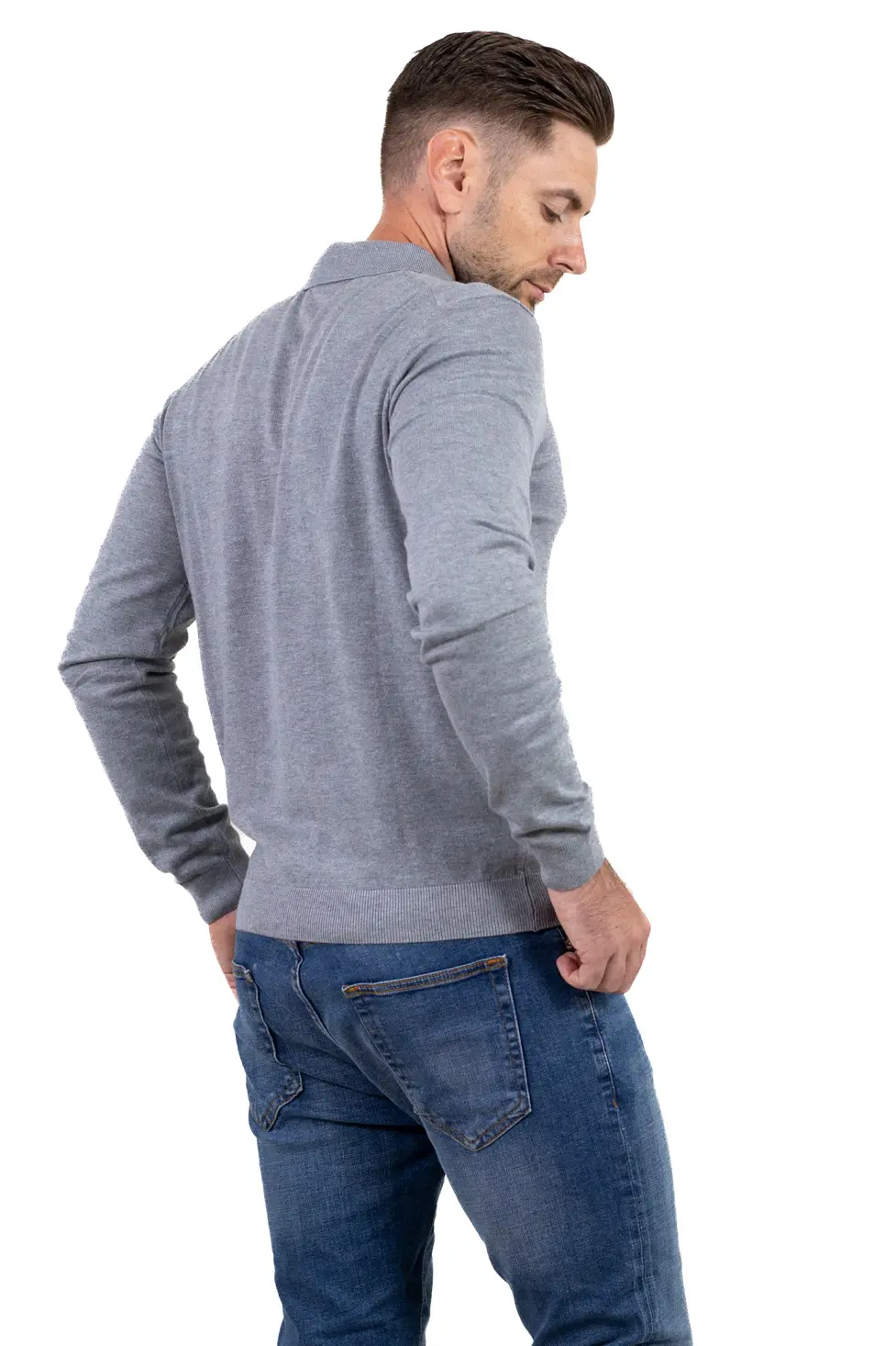 Pulover elegant tip polo pentru bărbați – gri [8]