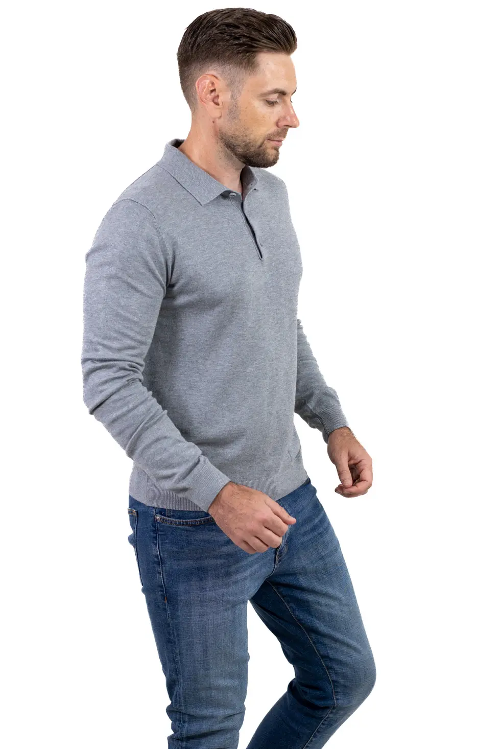 Pulover elegant tip polo pentru bărbați – gri [6]