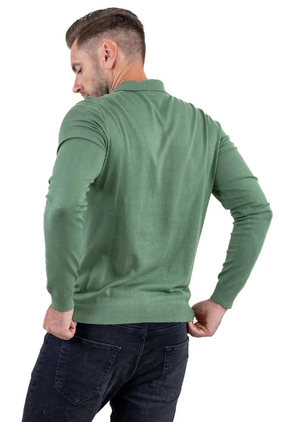 Pulover elegant tip polo pentru bărbați – verde menta [10]