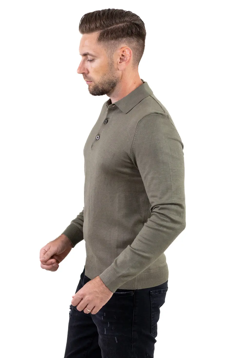 Pulover elegant tip polo pentru bărbați – verde [7]