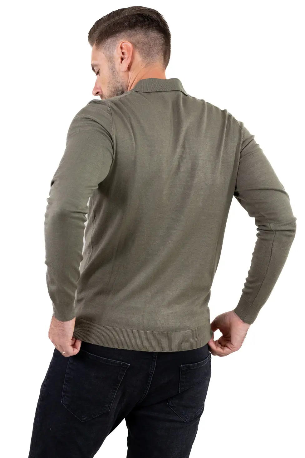 Pulover elegant tip polo pentru bărbați – verde [8]