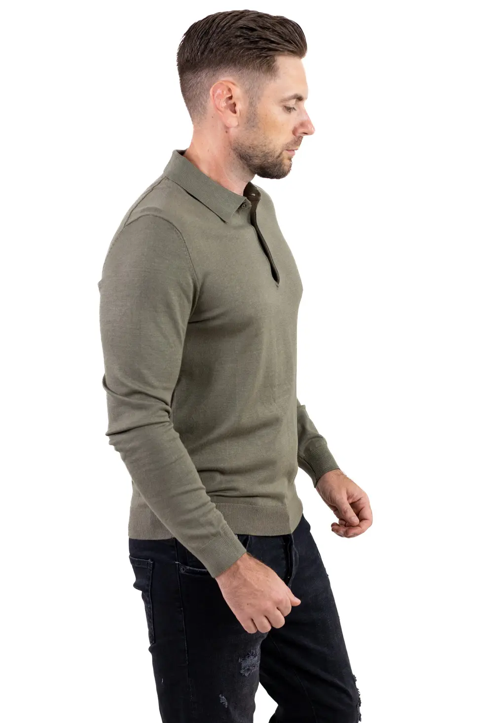 Pulover elegant tip polo pentru bărbați – verde [6]