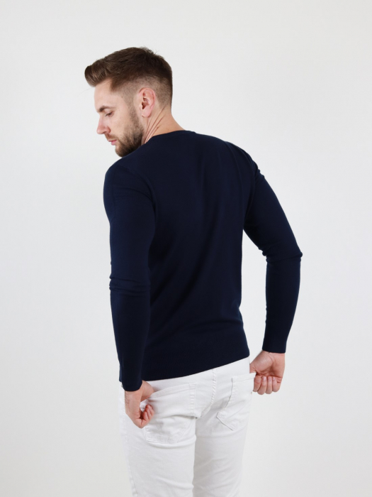 Pulover Barbati bleumarin cu guler rotund [4]
