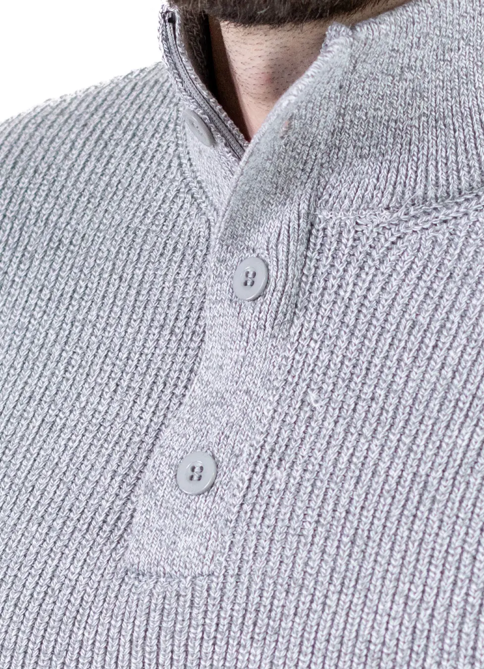 Pulover bărbați din tricot cu guler semi-înălțat și fermoar gri [3]