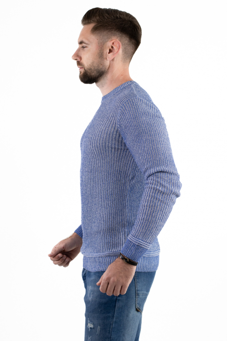 Pulover albastru din tricot barbati [5]