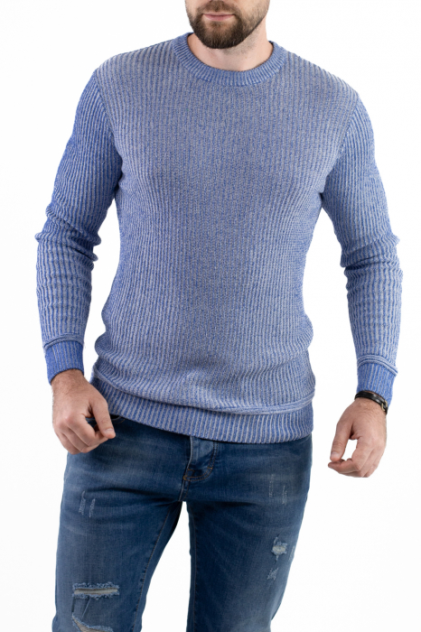 Pulover albastru din tricot barbati [7]