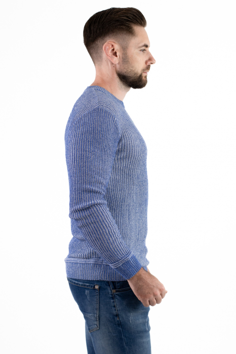Pulover albastru din tricot barbati [3]