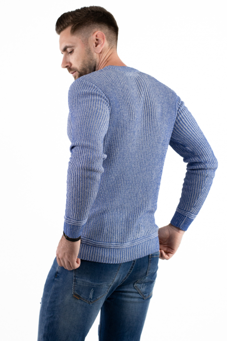 Pulover albastru din tricot barbati [4]