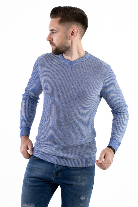 Pulover albastru din tricot barbati [6]