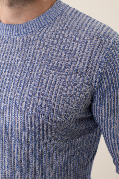 Pulover albastru din tricot barbati [9]