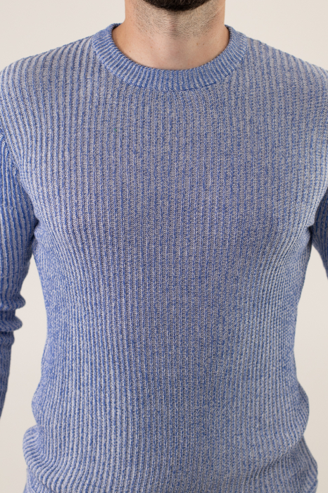 Pulover albastru din tricot barbati [8]