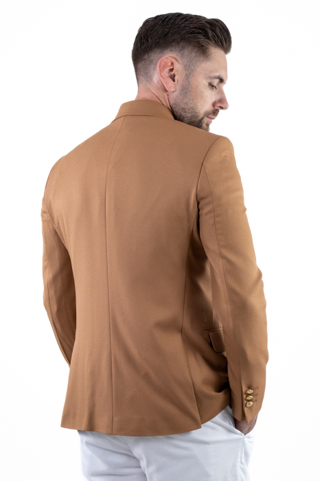 Sacou barbati 4 nasturi slim fit caramel [6]