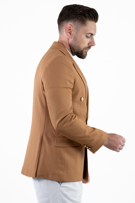 Sacou barbati 4 nasturi slim fit caramel [7]
