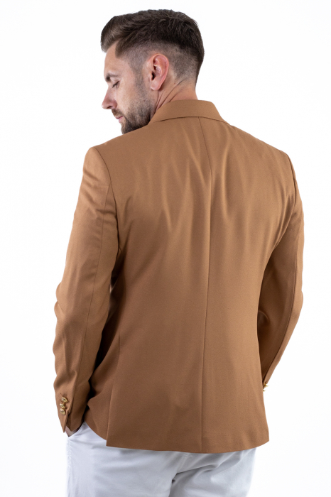 Sacou barbati 4 nasturi slim fit caramel [5]