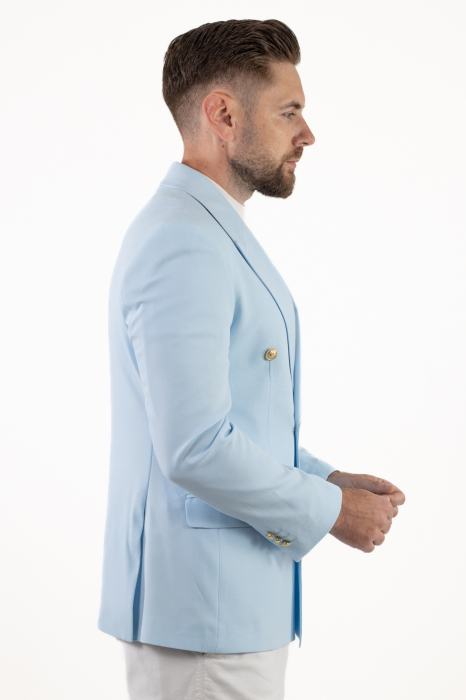 Sacou barbati 4 nasturi slim fit BabyBlue [3]