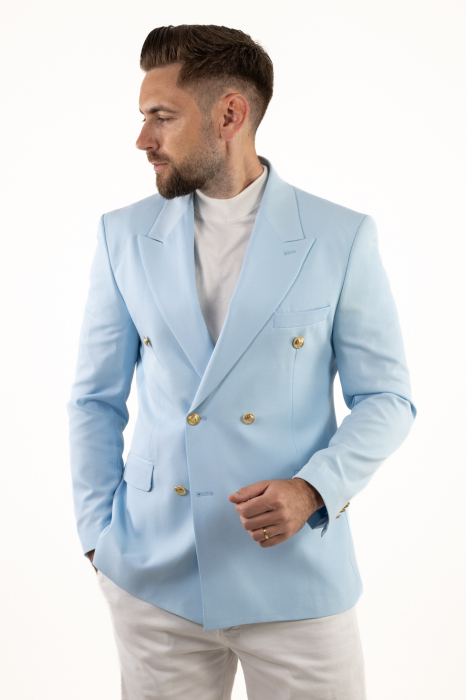 Sacou barbati 4 nasturi slim fit BabyBlue [2]