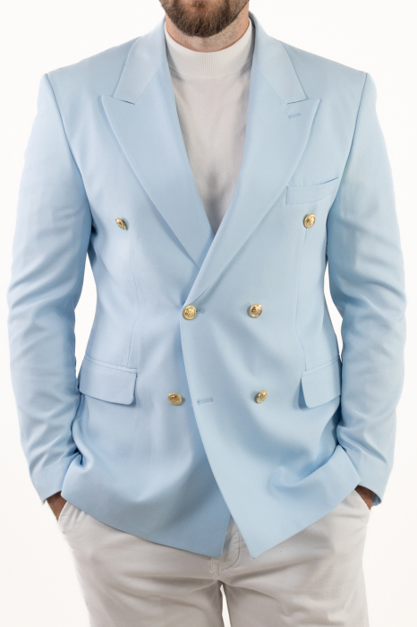 Sacou barbati 4 nasturi slim fit BabyBlue [4]