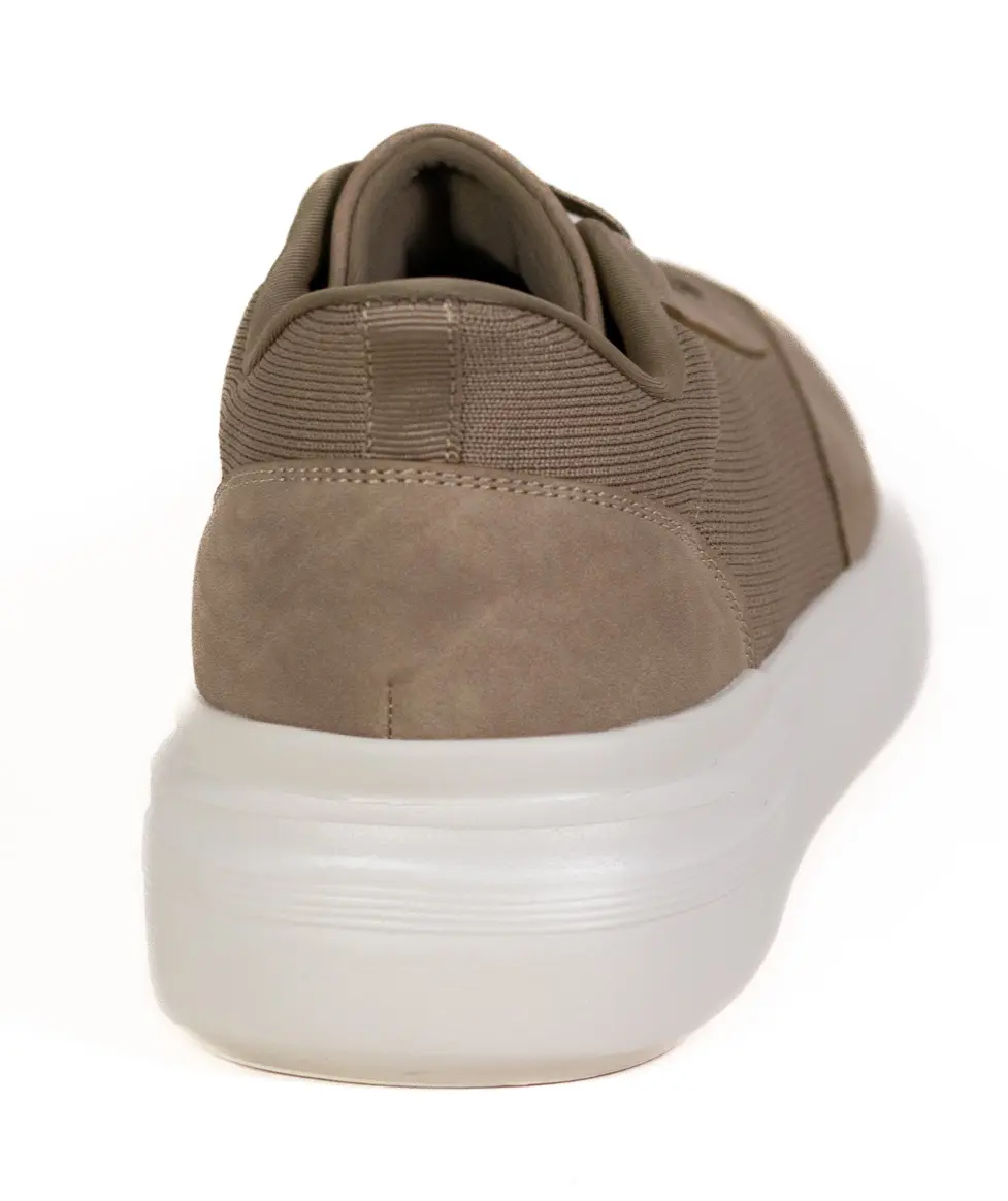 Sneaker bej casual din material textil si inserții de piele eco [6]