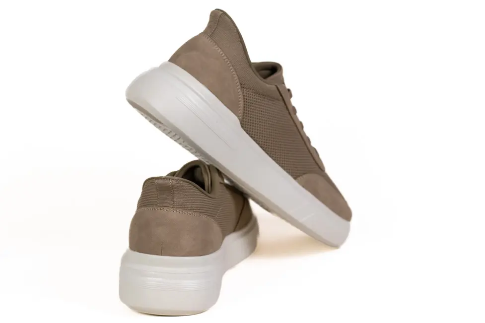 Sneaker bej casual din material textil si inserții de piele eco [2]