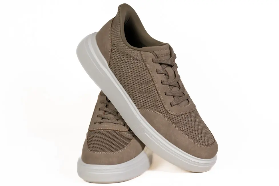 Sneaker bej casual din material textil si inserții de piele eco [7]