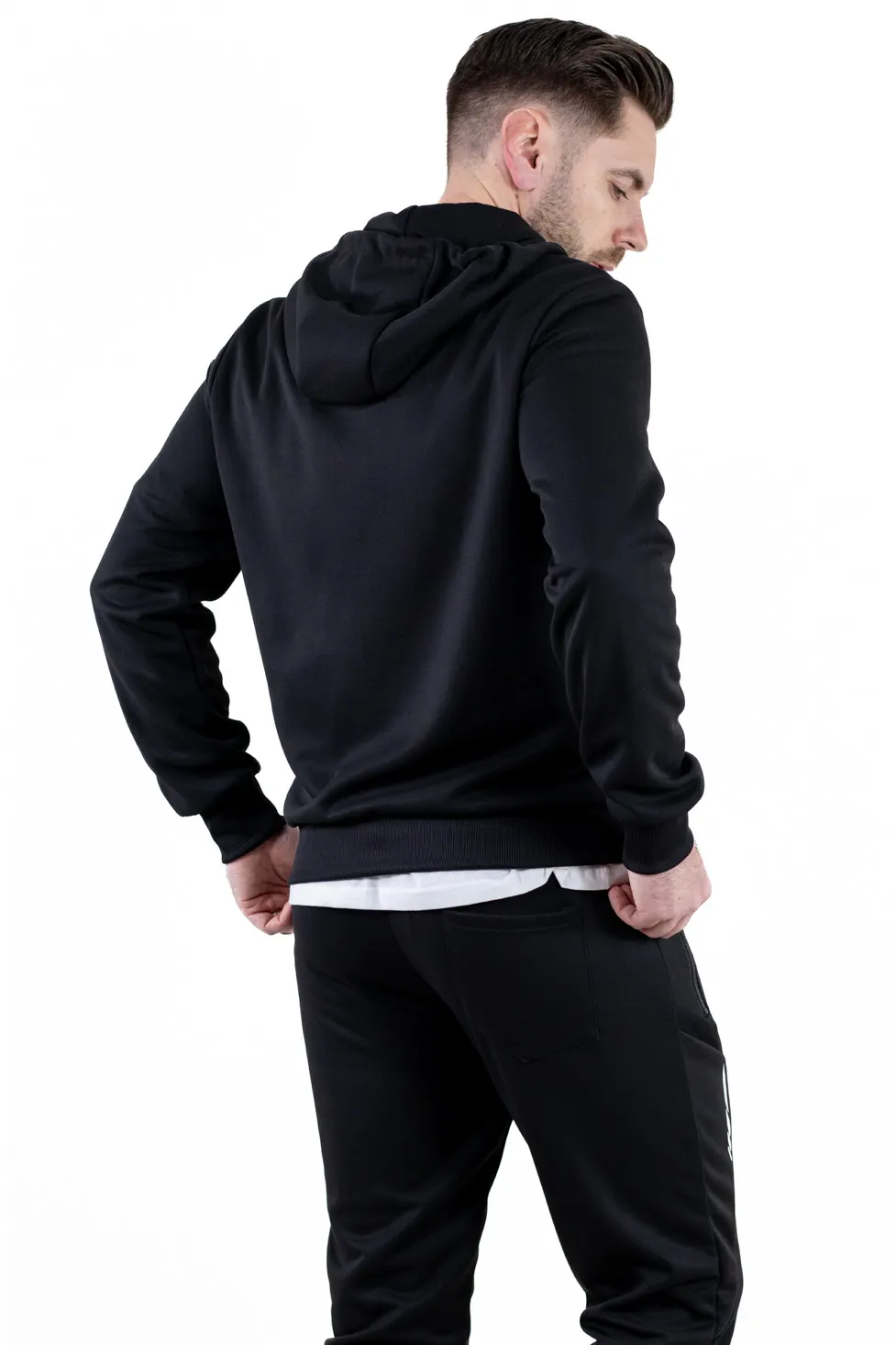 Trening negru confort cu fermoar si gluga [9]