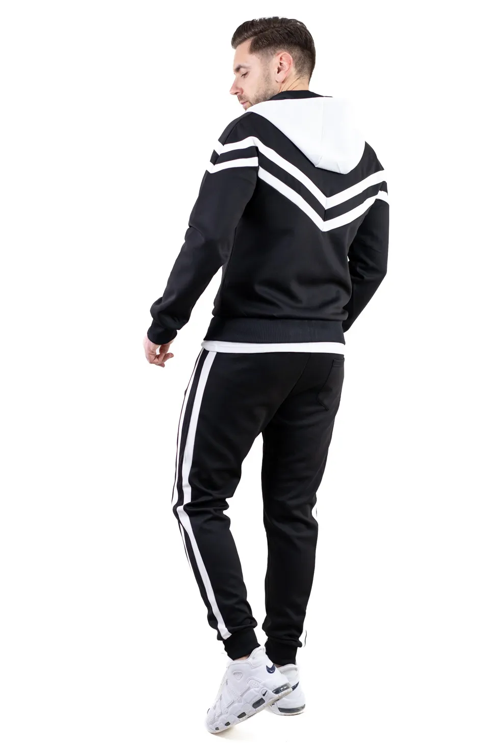 Trening barbati negru cu dungi albe contrast [10]