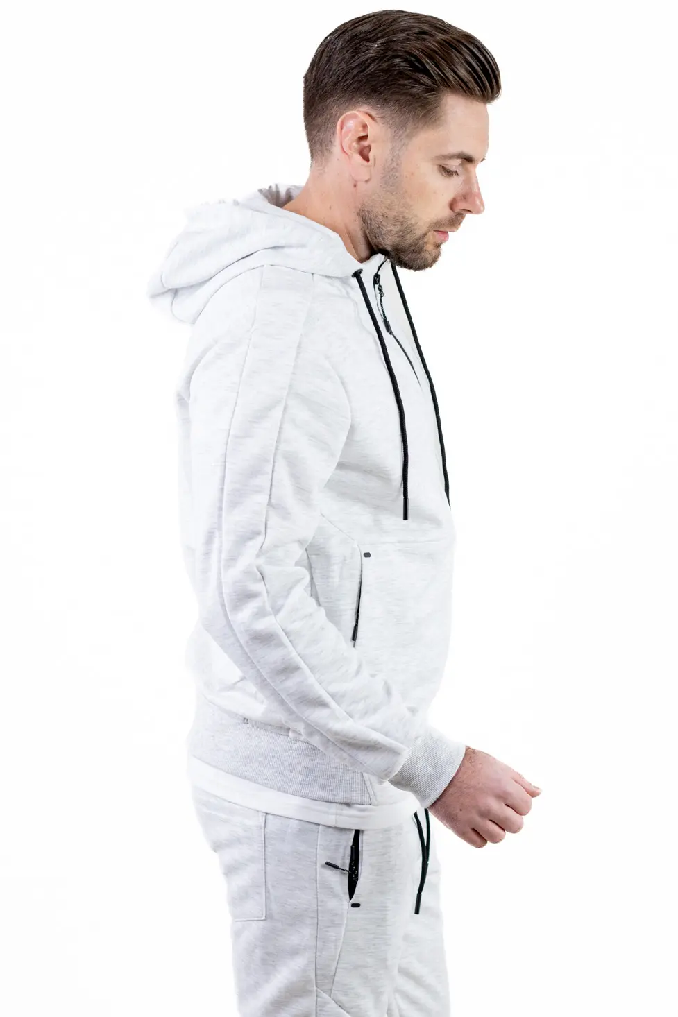 Trening barbati cu hanorac si pantaloni, material elastic, gri [8]