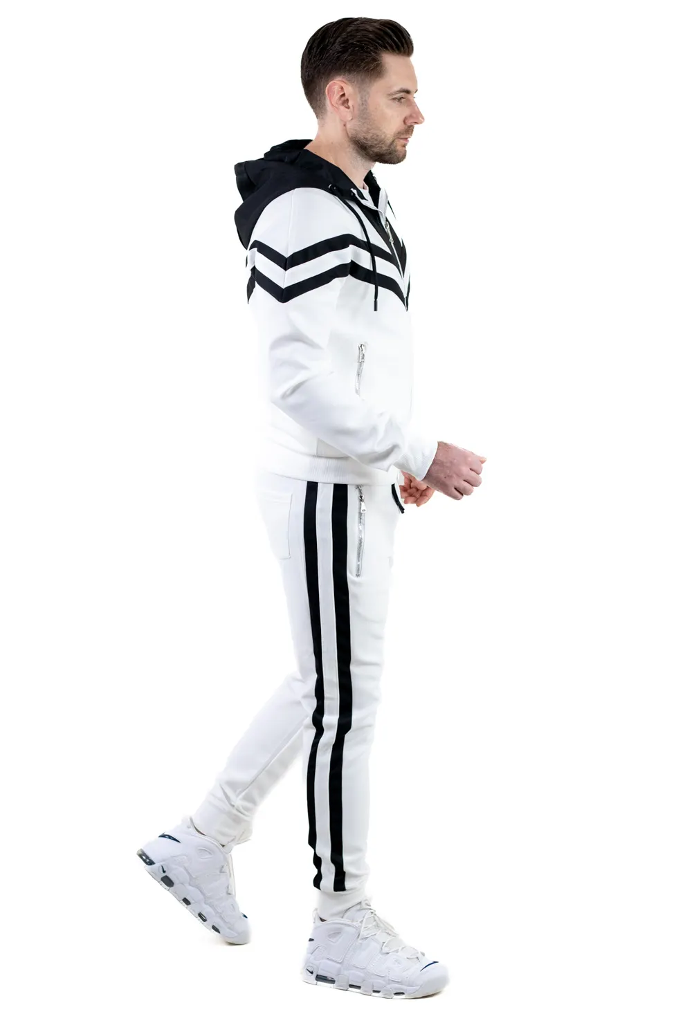 Trening barbati alb cu dungi negre contrast [9]