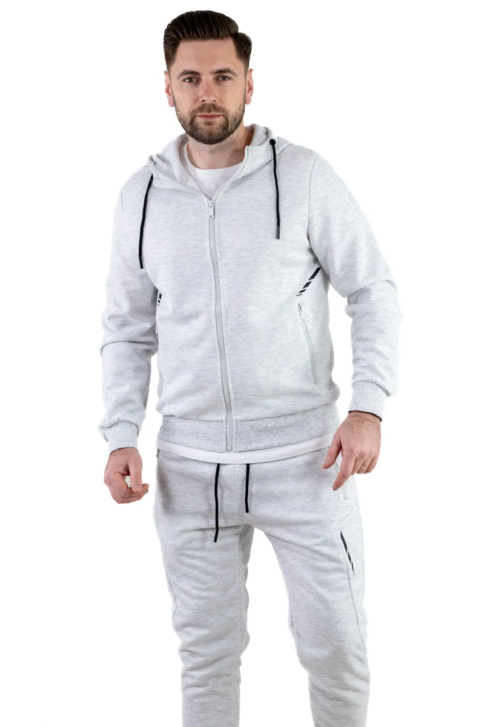 Trening gri confort cu fermoar si gluga [6]