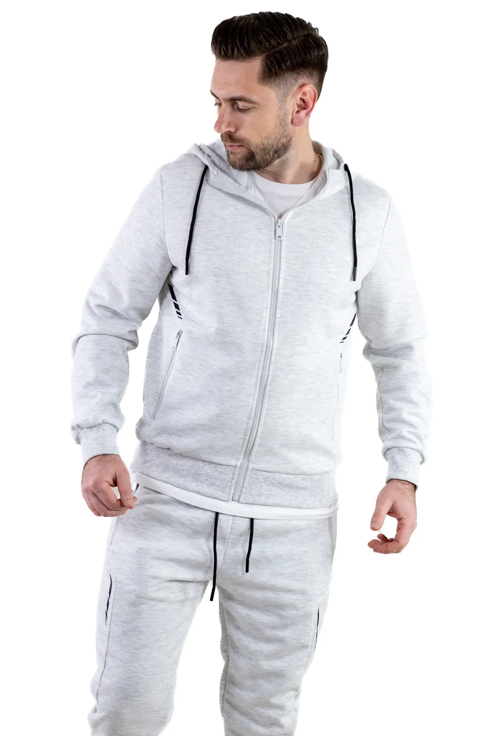 Trening gri confort cu fermoar si gluga [7]