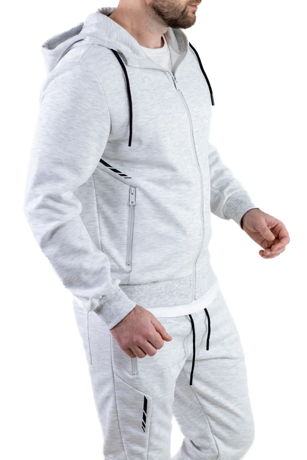 Trening gri confort cu fermoar si gluga [2]