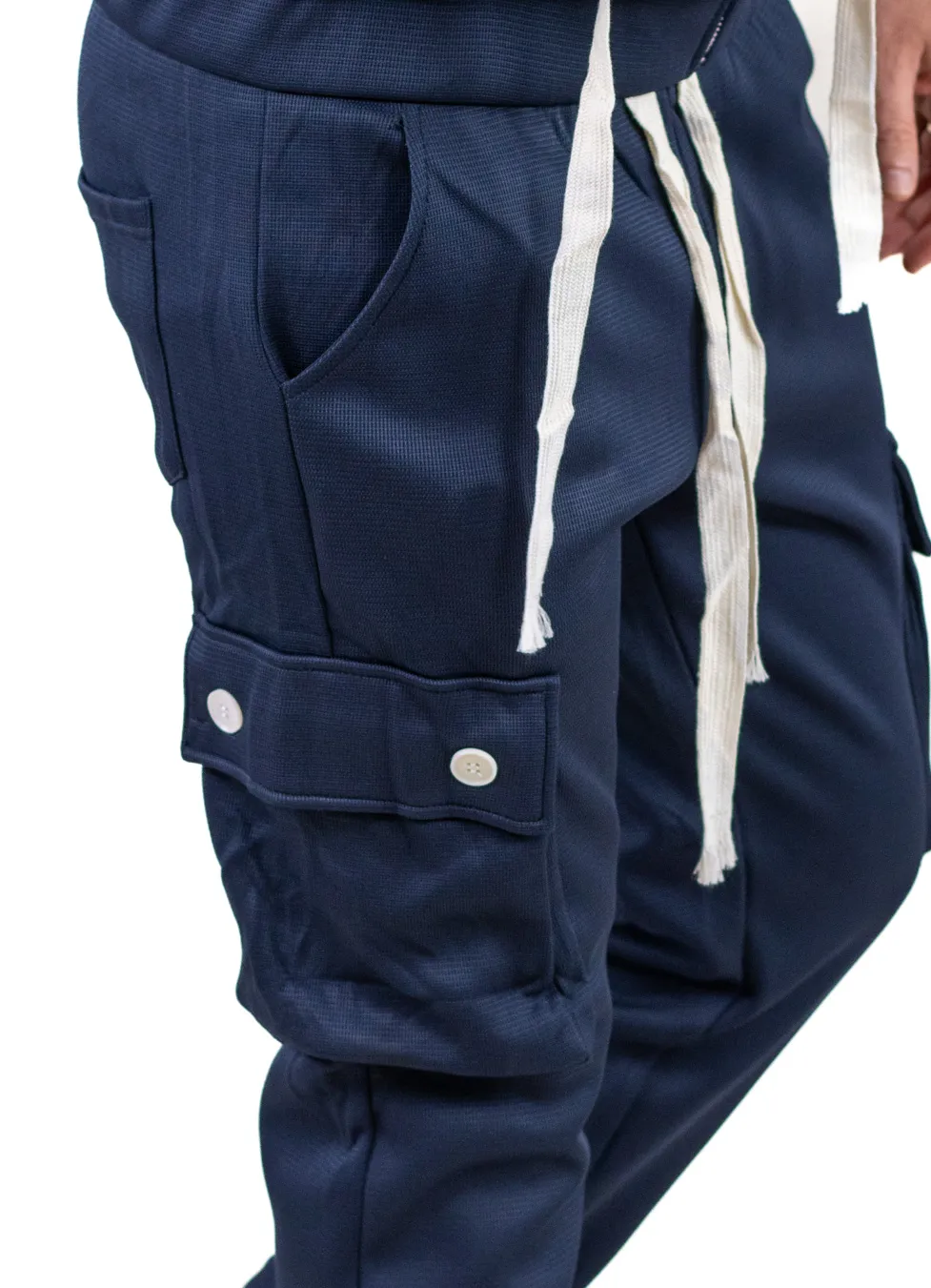 Trening gros bleumarin vătuit cu glugă și pantaloni cargo [7]