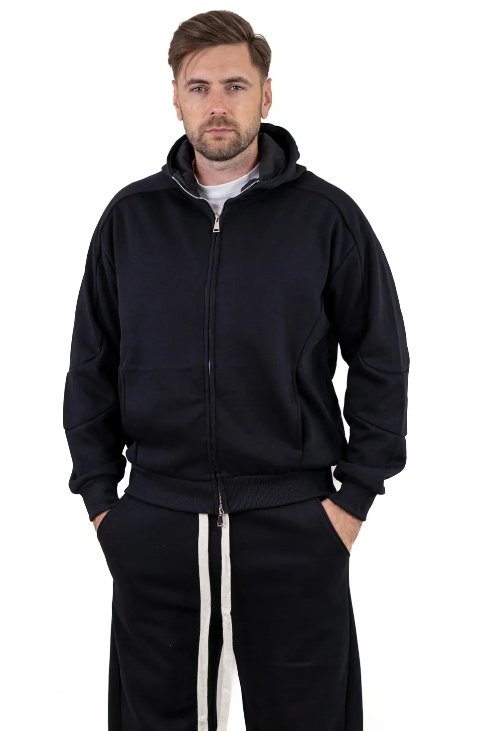 Trening negru gros oversize căptușit cu catifea [2]