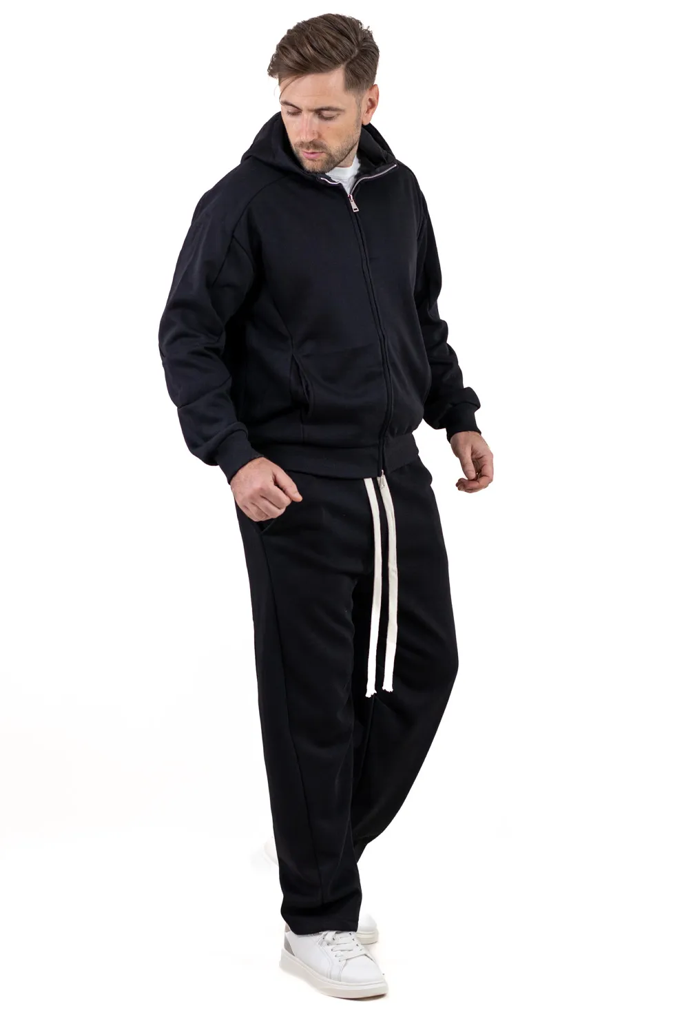 Trening negru gros oversize căptușit cu catifea [9]