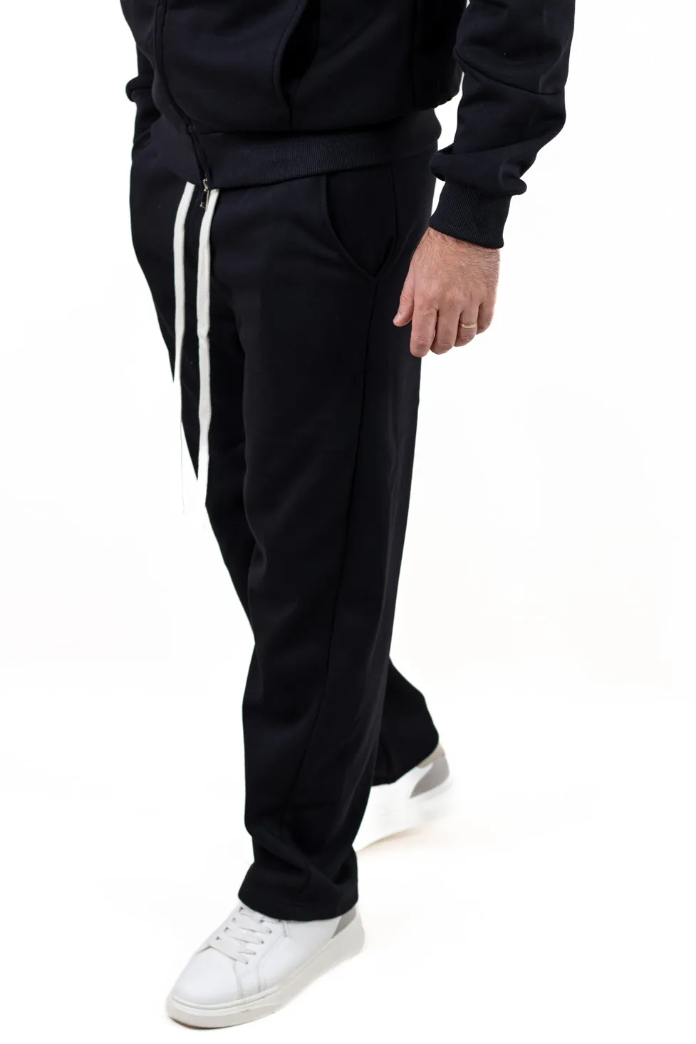 Trening negru gros oversize căptușit cu catifea [12]