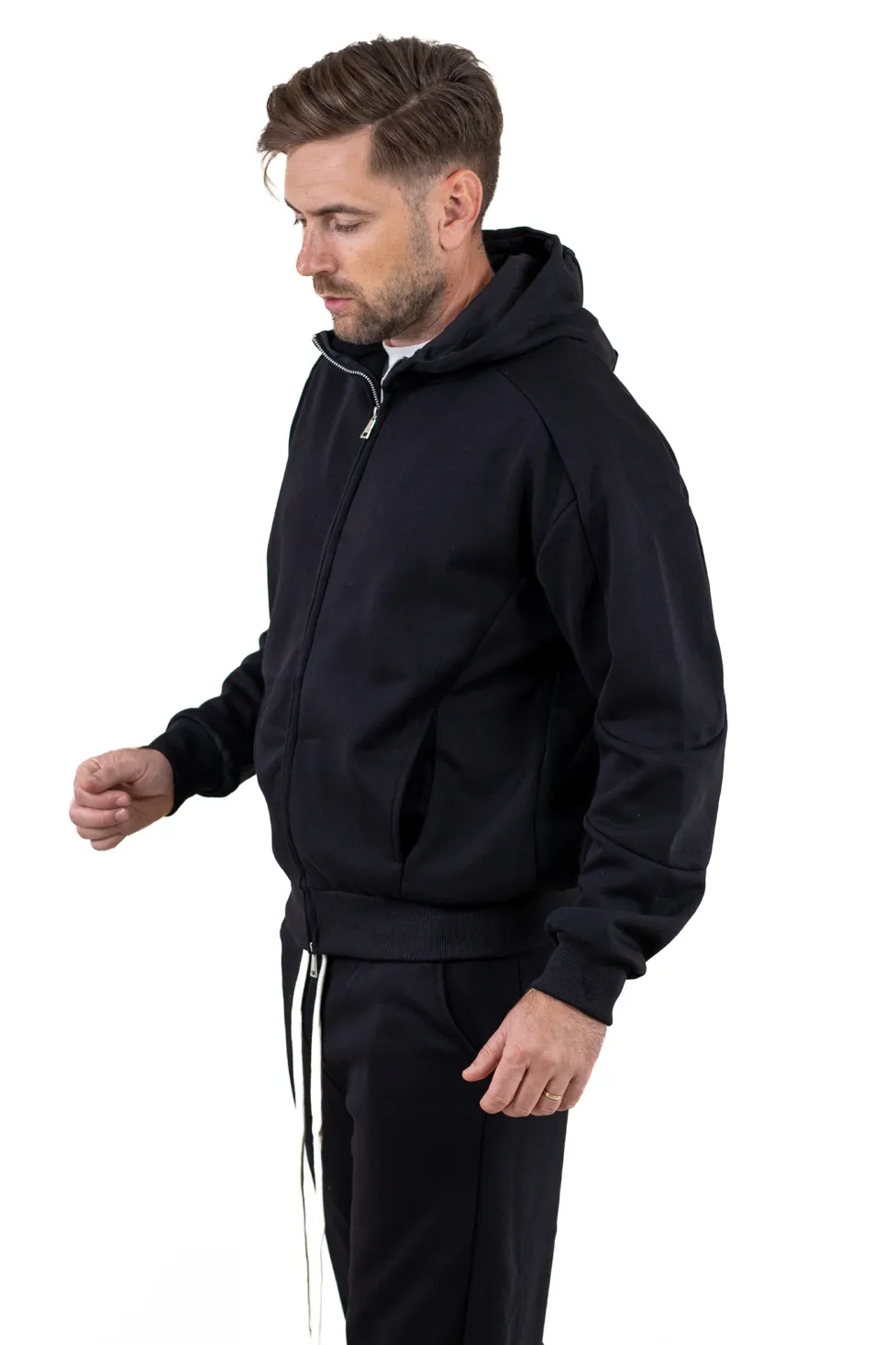 Trening negru gros oversize căptușit cu catifea [4]