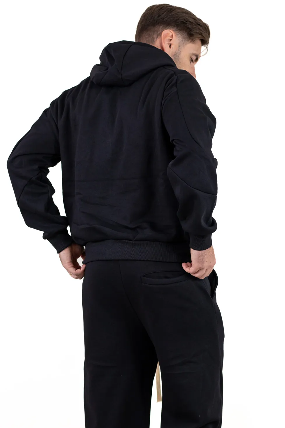 Trening negru gros oversize căptușit cu catifea [6]