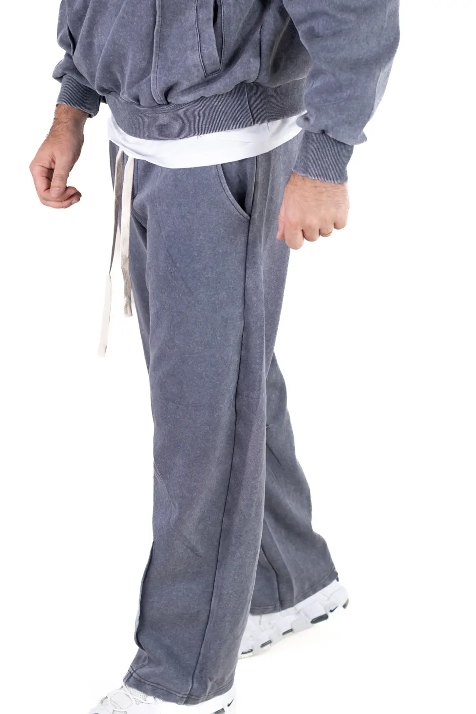 Trening bărbați oversize gri prespălat cu glugă [9]