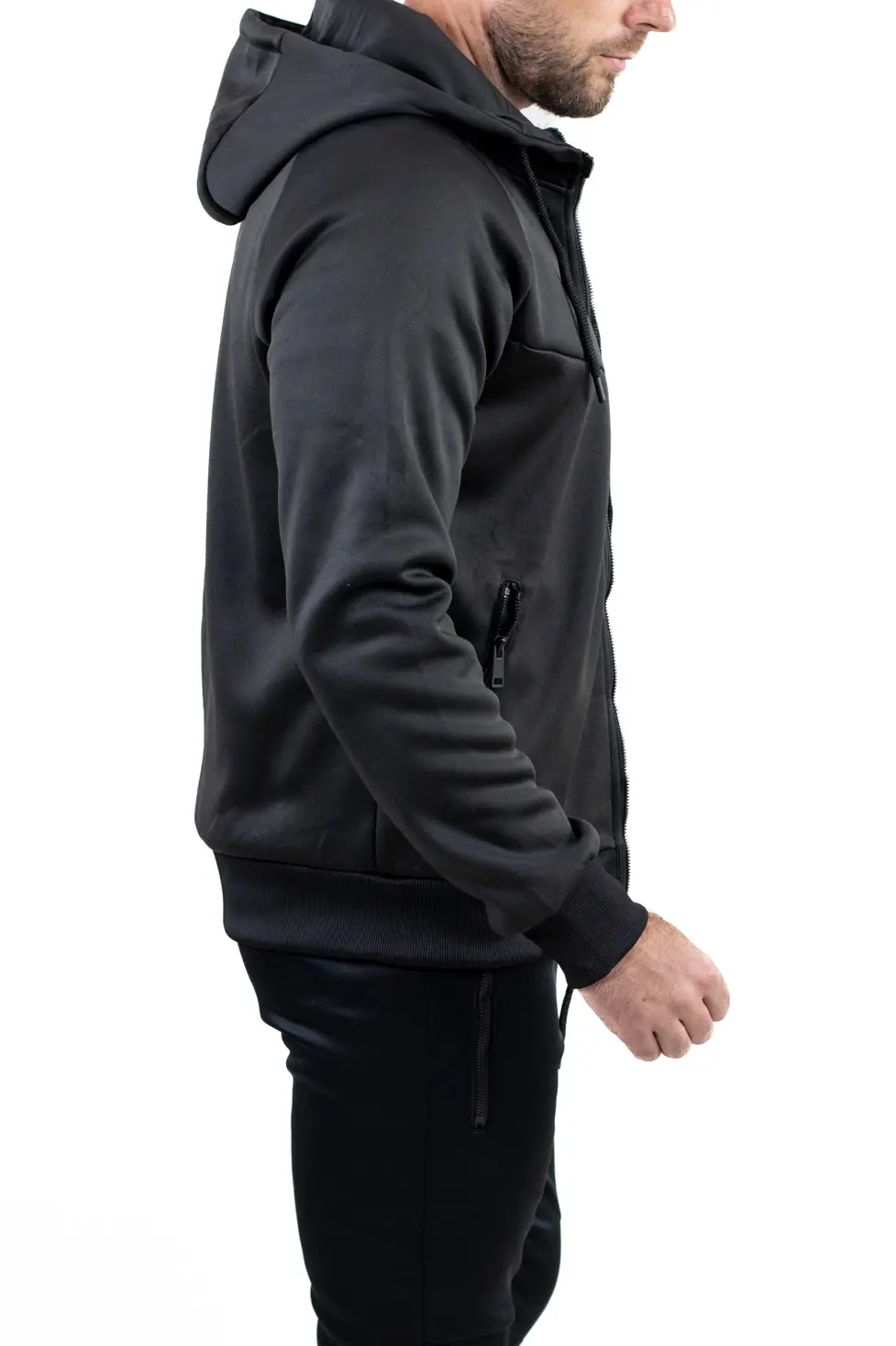 Trening bărbați slim fit din poliester negru [9]